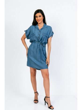 φορεμα τζιν με ζωνη μπλε