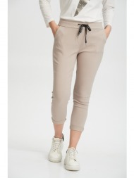 παντελονι με λαστιχο στη μεση μπεζ μπεζ