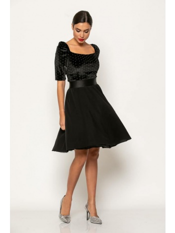 φορεμα βελουδο με κλος φουστα μαύρο