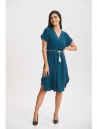 φορεμα βε με χρυση ζωνη πετρόλ