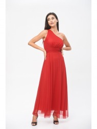 φορεμα μακρυ με εναν ωμο κόκκινο