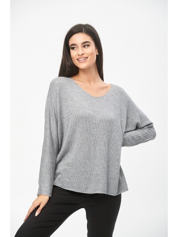 μπλουζα πλεκτη λαιμοκοψη γκρι σε προσφορά
