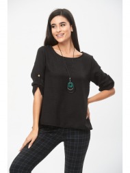 μπλουζα με κρεμαστο και κουμπια πισω μαύρο