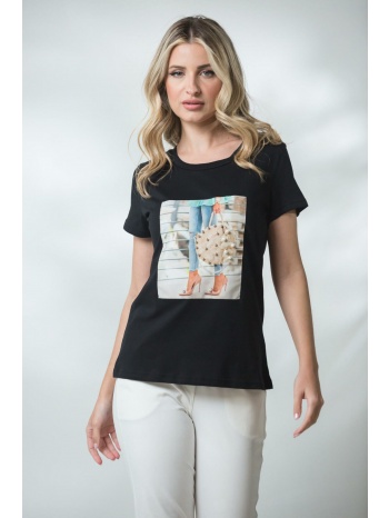 μπλουζα κοντομανικη με σταμπα μαύρο σε προσφορά