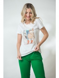 μπλουζα κοντομανικη με σταμπα άσπρο