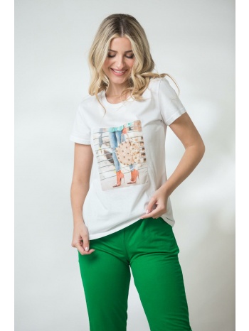 μπλουζα κοντομανικη με σταμπα άσπρο σε προσφορά