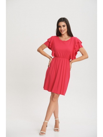 φορεμα με βολαν και λαστιχα φούξια σε προσφορά