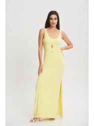 φορεμα αμανικο με ανοιχτη πλατη κίτρινο