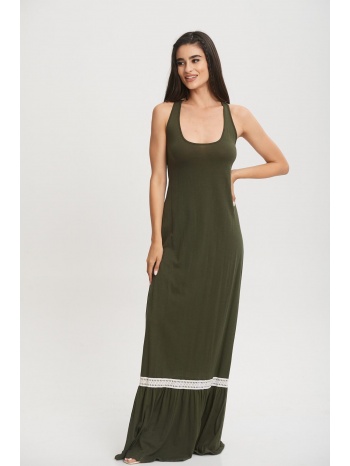 φορεμα μακρυ με χιαστη πλατη χακί σε προσφορά