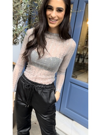 μπλουζα διαφανεια με στρας γκρι σε προσφορά
