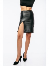φουστα δερματινη me ανοιγμα στο ποδι mαύρο