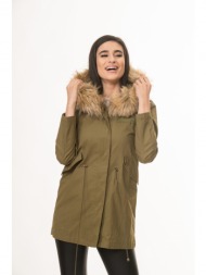 μπουφαν με κουκουλα και γουνα που αφαιρειται χάκι