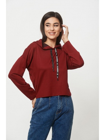 μπλουζα φουτερ με κουκουλα μπορντό σε προσφορά