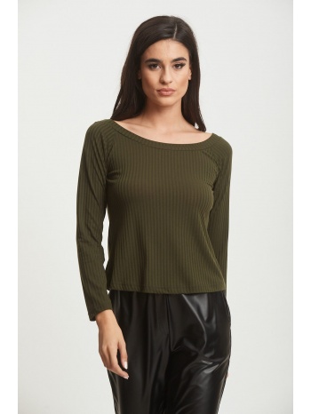 μπλουζα ριπ εξω ωμους χακι χακί σε προσφορά