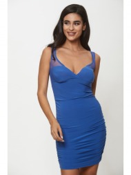 φορεμα με σουρα μπλε ρουά