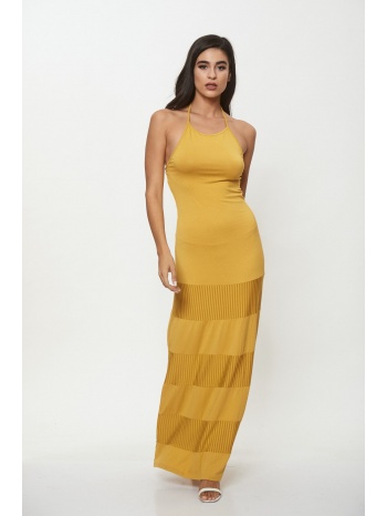 φορεμα μακρυ αμανικο με ανοιχτη πλατη κιτρινο κίτρινο σε προσφορά