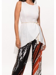 μπλουζα αμανικη με ζωνακι άσπρο