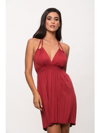 φορεμα κοντο με δεσιμο στον λαιμο κόκκινο σε προσφορά