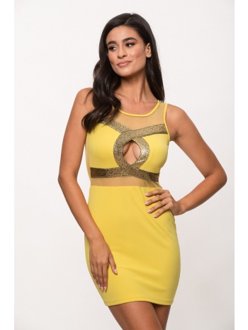 φορεμα κοντο με ανοιγμα μπροστα κίτρινο σε προσφορά