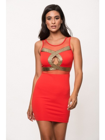 φορεμα κοντο με ανοιγμα μπροστα κόκκινο σε προσφορά