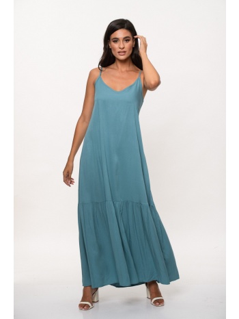 φορεμα μονοχρωμο με δεσιμο σιέλ σε προσφορά