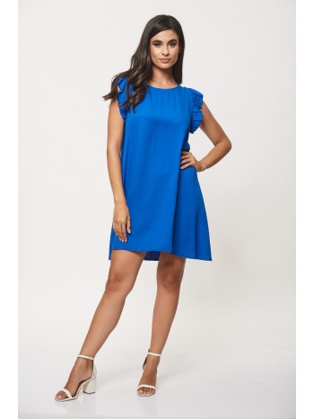 φορεμα κοντο με βολαν στο μανικι μπλέ σε προσφορά