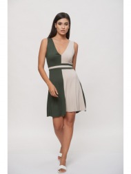 φορεμα διχρωμο κοντο χακί