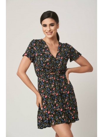 φορεμα εμπριμε μινι με βολαν εμπριμέ μαύρο σε προσφορά