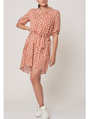 φορεμα εμπριμε με κουμπια πορτοκαλί σε προσφορά