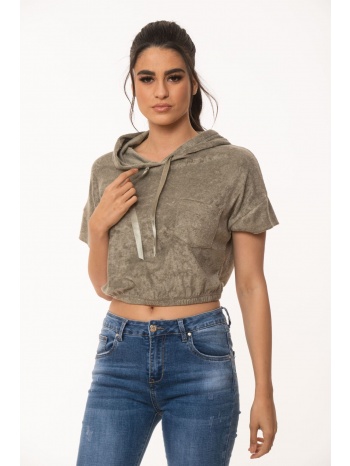 μπλουζα πετσετε κοντη χακί σε προσφορά