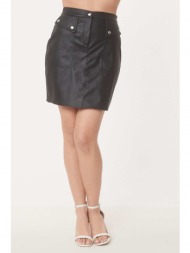 φουστα δερματινη με κουμπια μαύρο