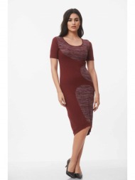 φορεμα διχρωμο μπορντο μπορντό