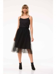 φουστα βολαν μακρυα ροζ