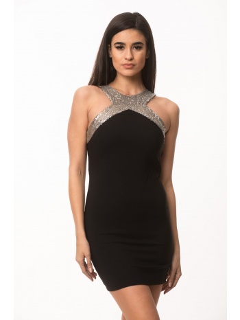 φορεμα με φασες και παγιετα mαύρο