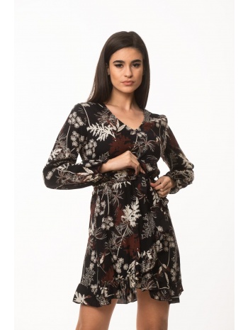 φορεμα εμπριμε βολαν καφε καφέ σε προσφορά