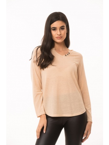 μπλουζα βε με κουμπια μπεζ μπεζ σε προσφορά