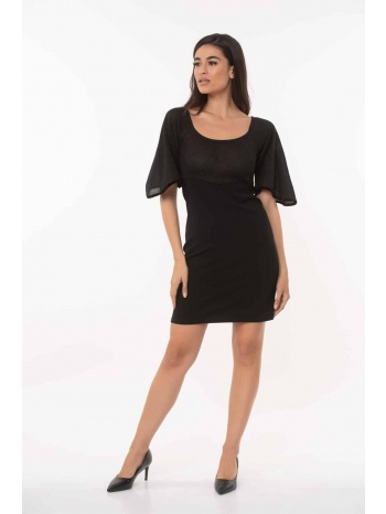 φορεμα διχρωμο με τρουακαρ μανικι μαυρο μαύρο σε προσφορά