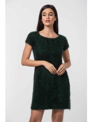 φορεμα πρασινο με δερματινη φασα και κουμπια πράσινο