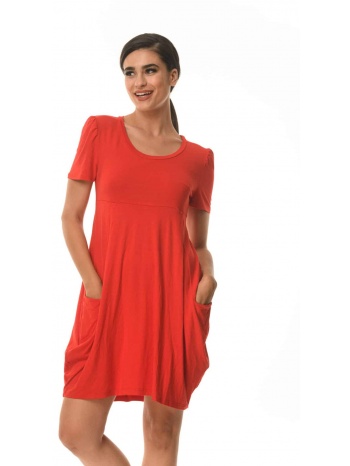 φορεμα κοντομανικο με πιετα kόκκινο