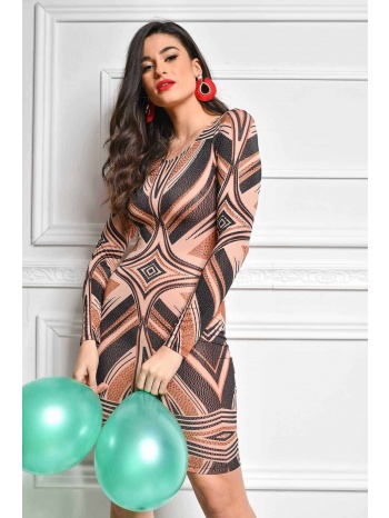 φορεμα στρας διχρωμο εμπριμέ μαύρο σε προσφορά