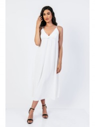 φορεμα μακρυ με χιαστη πλατη άσπρο