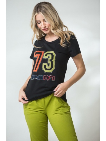 μπλουζα κοντομανικη με σταμπα mαύρο