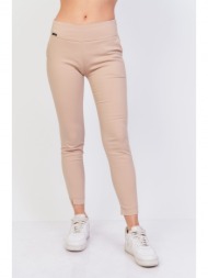 παντελονι στενο με φερμουαρ στο πλαι μπεζ
