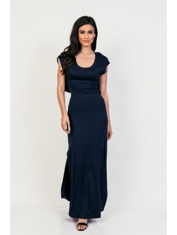 φορεμα μακρυ με ανοιχτη πλατη και ανοιγμα στο ποδι μπλε