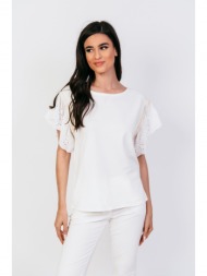 μπλουζα με μανικι δαντελα άσπρο