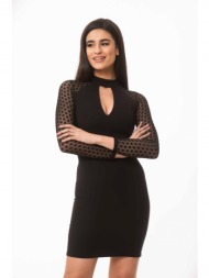 φορεμα με τουλι στα μανικια mαύρο