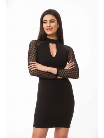 φορεμα με τουλι στα μανικια mαύρο σε προσφορά