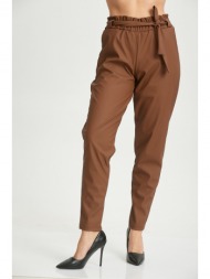 παντελονι δερματινη με ζωνη καφε καφέ