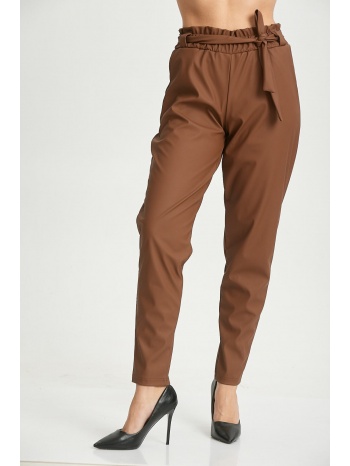 παντελονι δερματινη με ζωνη καφε καφέ σε προσφορά