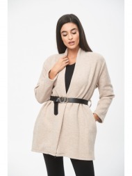 ζακετα με ζωνη μπεζ